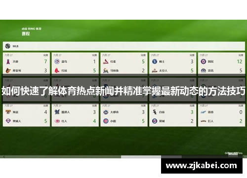如何快速了解体育热点新闻并精准掌握最新动态的方法技巧